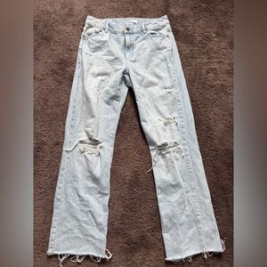 Garage Light Wash Distressed Straight Leg Jeans